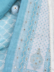 Printed Linen Unstitched Suit With Dupatta