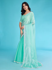 Embroidered Chinon Saree