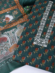 Printed Cotton Blend Unstitched Suit With Dupatta