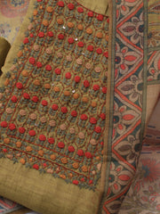 Embroidered Tissue Unstitched Suit Piece With Dupatta