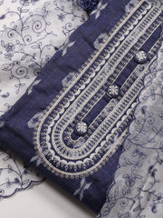Neck Embroidered Cotton Blend Unstitched Suit Piece With Dupatta
