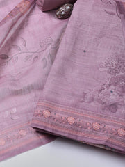 Floral Printed Linen Unstitched Suit With Dupatta