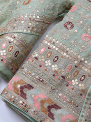 Embroidered Georgette Unstitched Suit Piece With Dupatta