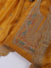 Neck Embroidered Tissue Unstitched Suit With Dupatta