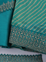 Patch Neck Art Silk Unstitched Suit With Dupatta