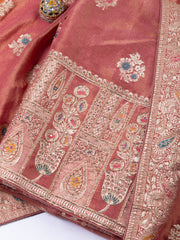 Woven Tissue Unstitched Suit Piece With Dupatta