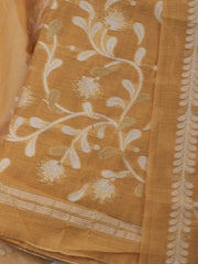 Neck Embroidery Chanderi Unstitched Suit With Dupatta