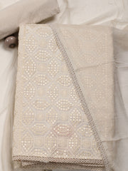 All Over Embroidery Chanderi Unstitched Suit Piece With Dupatta