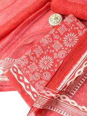 Printed Cotton Blend Unstitched Suit With Dupatta