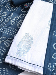 Printed Cotton Blend Unstitched Suit With Dupatta
