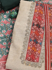 Printed Linen Unstitched Suit With Dupatta