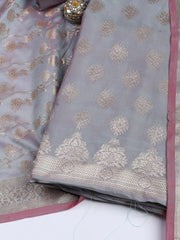 Floral Woven Booti Chanderi Unstitched Suit With Dupatta