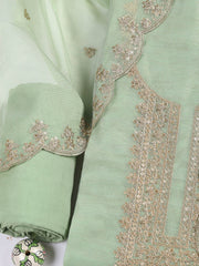 Embroidered Cotton Blend Unstitched Suit Piece With Dupatta