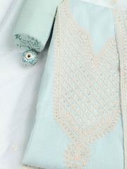 Embroidered Cotton Blend Unstitched Suit Piece With Dupatta