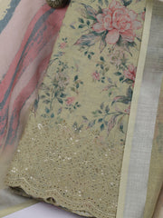 Printed Linen Unstitched Suit Piece With Dupatta
