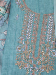 Neck Embroidered Cotton Blend Unstitched Suit With Dupatta