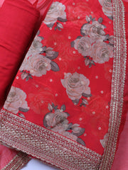 Printed Crepe Unstitched Suit With Dupatta