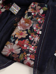 Neck Embroidered Cotton Blend Unstitched Suit Piece With Dupatta