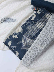 Neck Work Cotton Blend Unstitched Suit With Dupatta