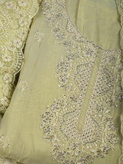 Embroidered Chanderi Unstitched Suit Piece With Dupatta