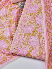 Printed Cotton Blend Unstitched Suit With Dupatta