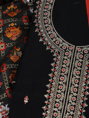 Embroidered Chanderi Unstitched Suit With Dupatta