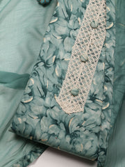 Neck Patti Cotton Blend Unstitched Suit With Dupatta