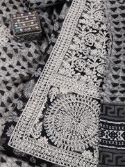 Embroidered Cotton Blend Unstitched Suit Piece With Dupatta