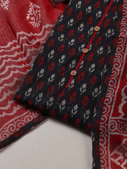 Printed Cotton Blend Unstitched Suit With Dupatta