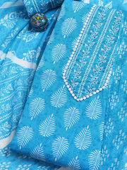 Printed Cotton Blend Unstitched Suit With Dupatta