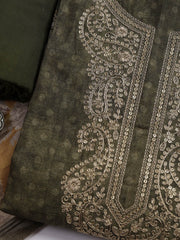 Embroidered Chanderi Unstitched Suit Piece With Dupatta