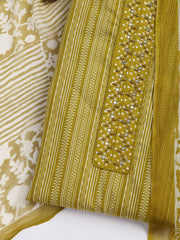 Printed Cotton Blend Unstitched Suit With Dupatta