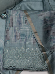 Abstract Printed Art Tussar Unstitched Suit With Dupatta