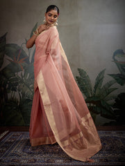 Woven Border Plain Art slik Saree