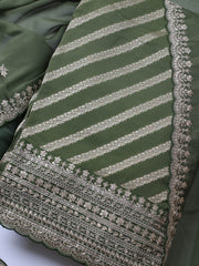 Zari Jaal Art Silk Unstitched Suit Piece With Dupatta