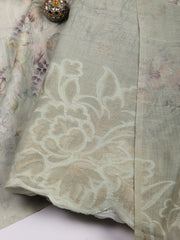 Embroidery Linen Unstitched Suit With Dupatta