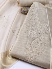 Neck Embroidered Tissue Unstitched Suit With Dupatta