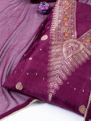 Woven Chanderi Unstitched Suit Piece With Dupatta