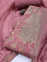 Neck Embroidered Cotton Blend Unstitched Suit With Dupatta