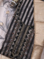 Neck Embroidery Chanderi Unstitched Suit With Dupatta