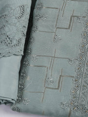 Embroidery Linen Unstitched Suit With Dupatta