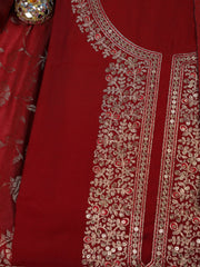 Embroidered Chanderi Unstitched Suit Piece With Dupatta