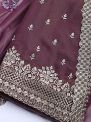 Neck Embroidered Tissue Unstitched Suit With Dupatta