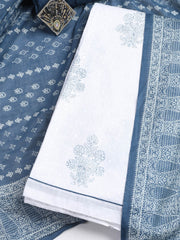 Printed Cotton Blend Unstitched Suit With Dupatta