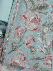 Embroidery Chanderi Unstitched Suit With Dupatta