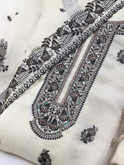 Neck Embroidery Organza Unstitched Suit Piece With Dupatta