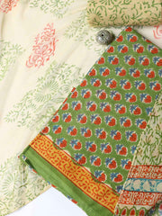 Printed Cotton Blend Unstitched Suit With Dupatta