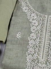Embroidered Chanderi Unstitched Suit Piece With Dupatta