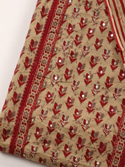 Printed Cotton Blend Unstitched Suit With Dupatta