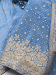 Embroidered Art Silk Unstitched Suit Piece With Dupatta